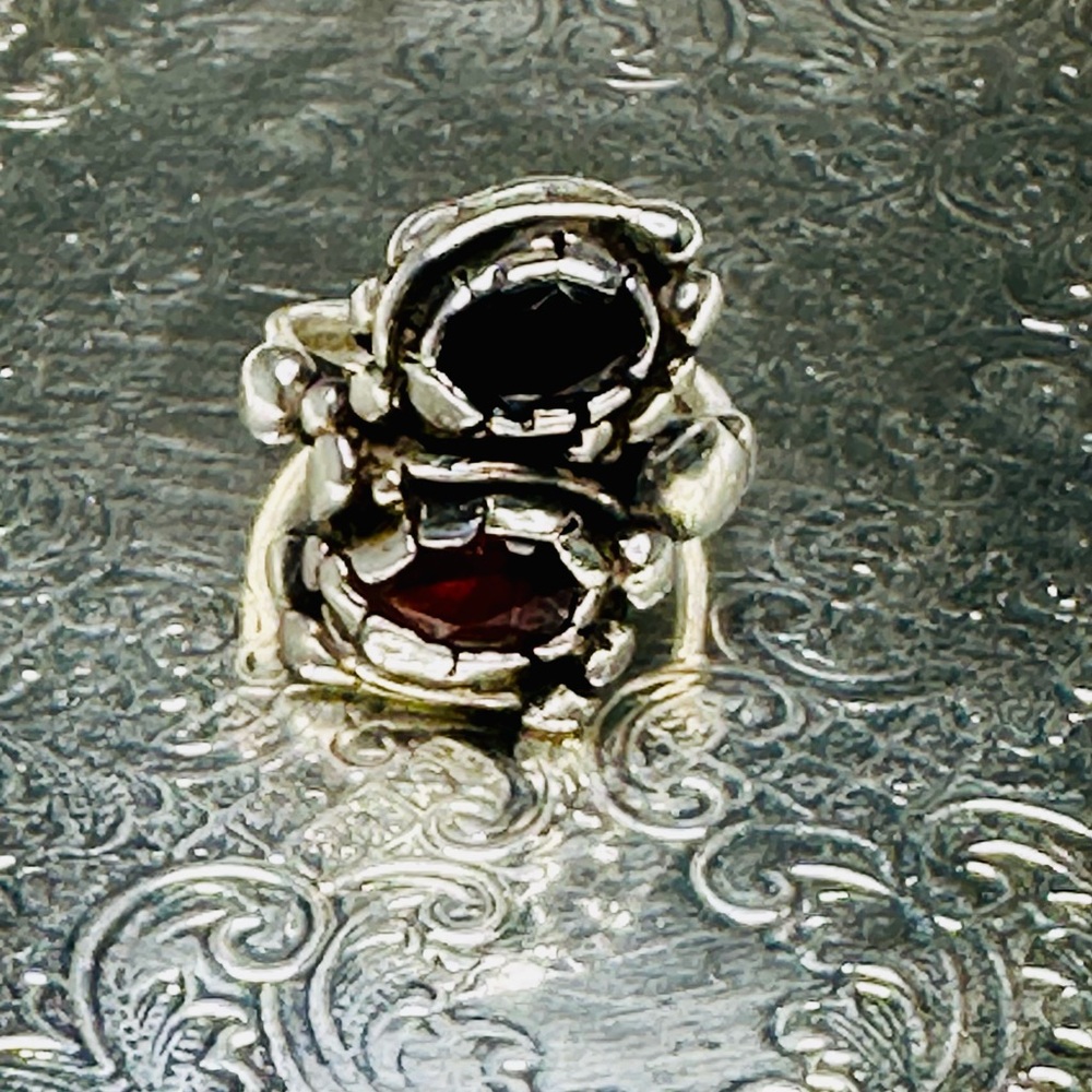 Vintage Handmade Native American Sterling Silver Red Stone